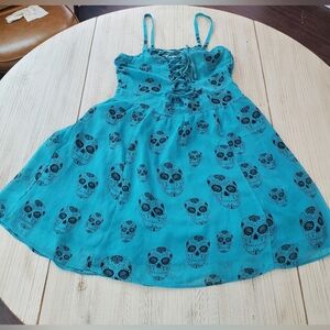 Royal Bones Teal Skull Pattern Dress XL